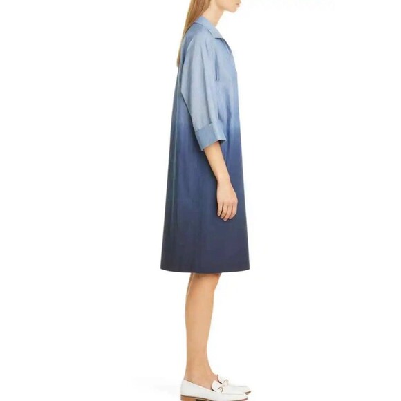 LAFAYETTE 148 New York Nicole Chambray Ombre Dress Size M Lagenlook Relaxed Fit - Picture 14 of 15